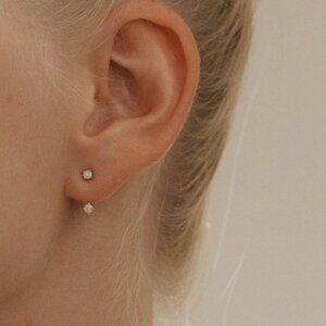 Dainty Opal Layered Earrings